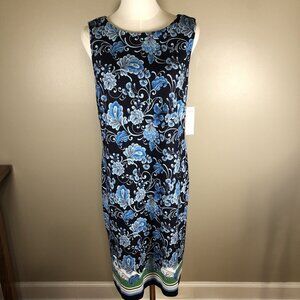 NEW Chico’s Sleeveless Shift Ponte Classic Navy Boatneck Dress Size 1 (US 8)